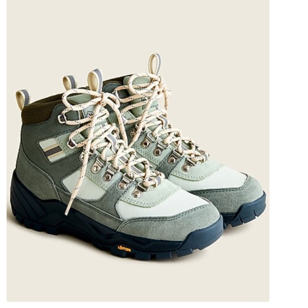 J. Crew NWT Nordic Hiking Boots Slate Mint Waterproof Vibram Size 9
